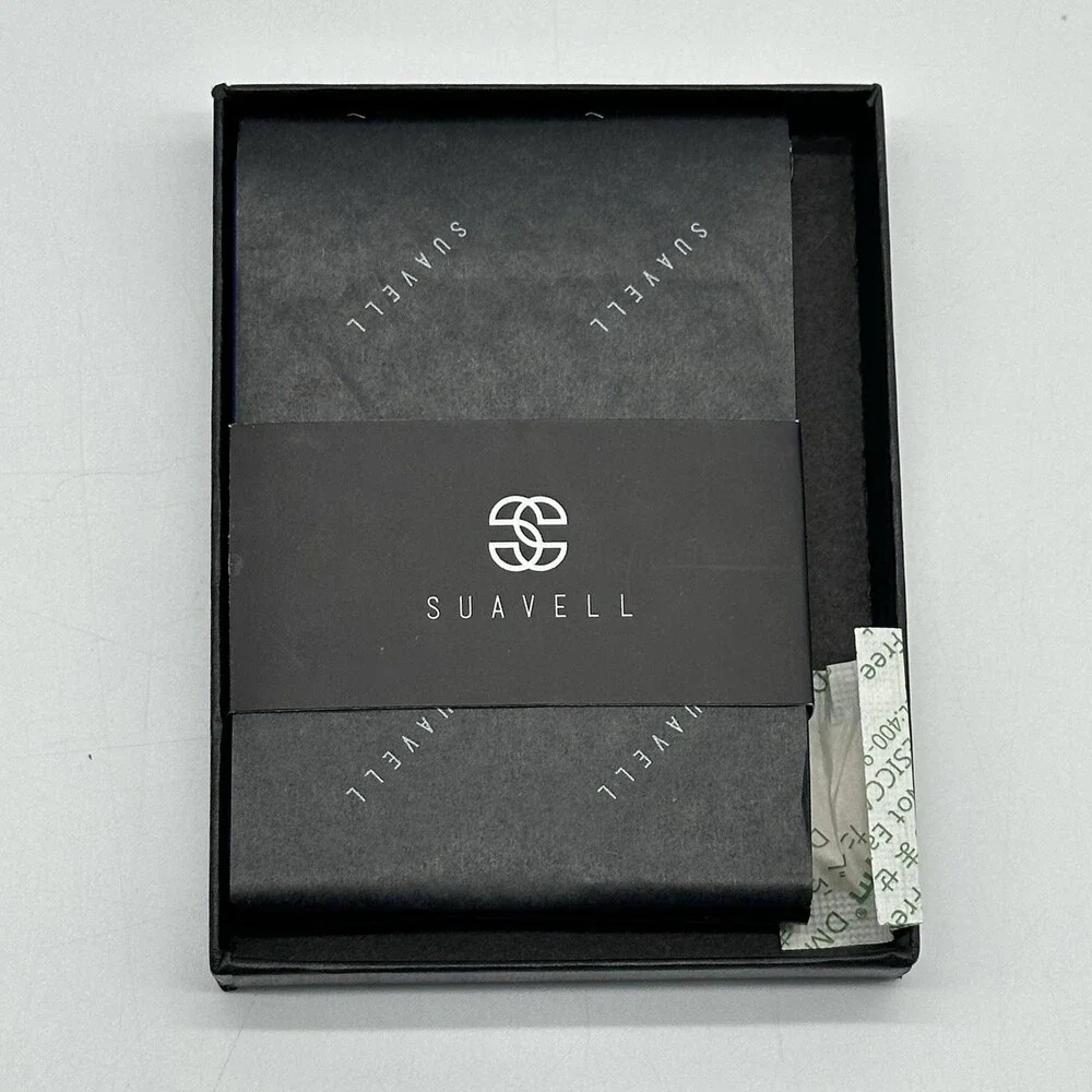 Suavell Ocean Stone Pilot Leather Slim Bi-Fold Wallet for Men RFID Money Clip